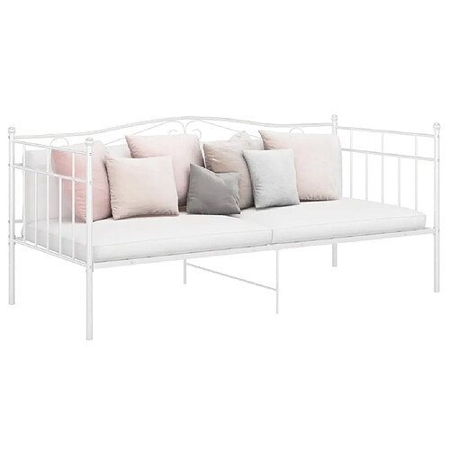 vidaXL Cadre de canapé-lit sans matelas blanc métal 90x200 cm