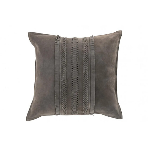 Dansmamaison Coussin Bord Carre Cuir Gris