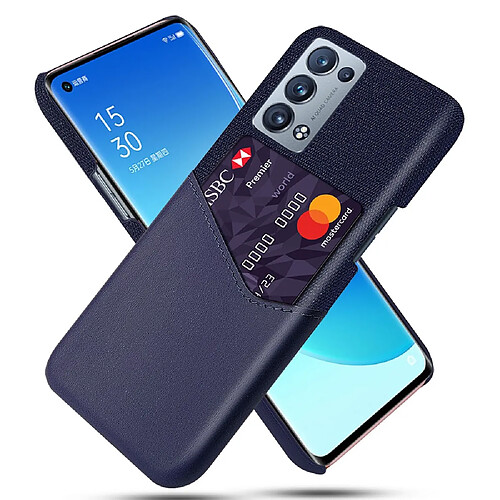 Coque en TPU + PU Hybride bien protégé en tissu de conception de fente pour carte bleu pour votre Oppo Reno6 Pro+