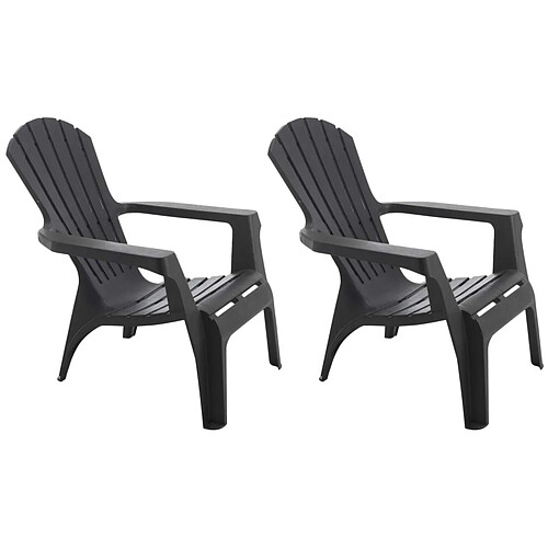 Wilsa Garden Fauteuil Adirondack en résine polypropylène (Lot de 2) anthracite.