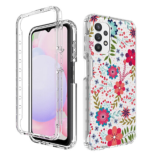 Coque en TPU 2-en-1 pour votre Samsung Galaxy A13 4G - fleur et feuille