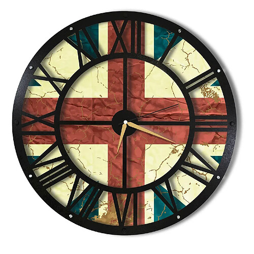 Homemania Horloge murale en métal Wall - Angleterre - Diam. 50 cm - Noir