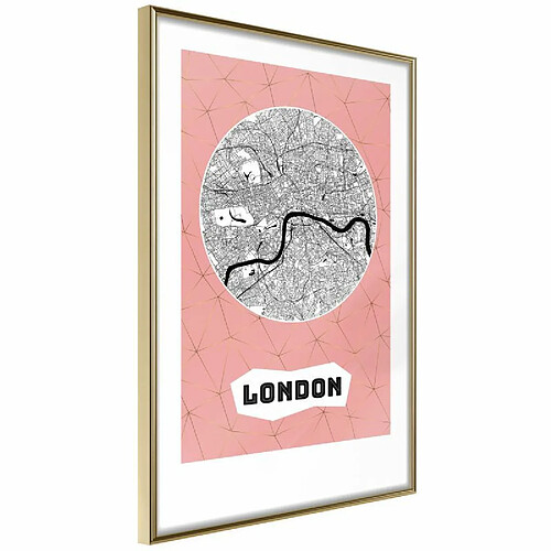 Paris Prix Affiche Murale Encadrée City map London Pink 20 x 30 cm Or