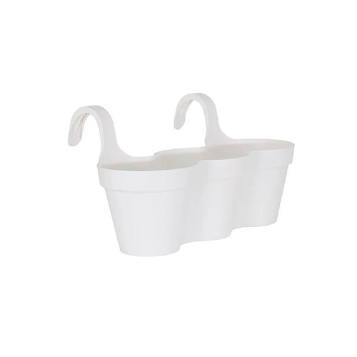 Artevasi Triple pot de fleurs de balcon Capri 30,5 x 54 x 28 cm - 11 L - Blanc