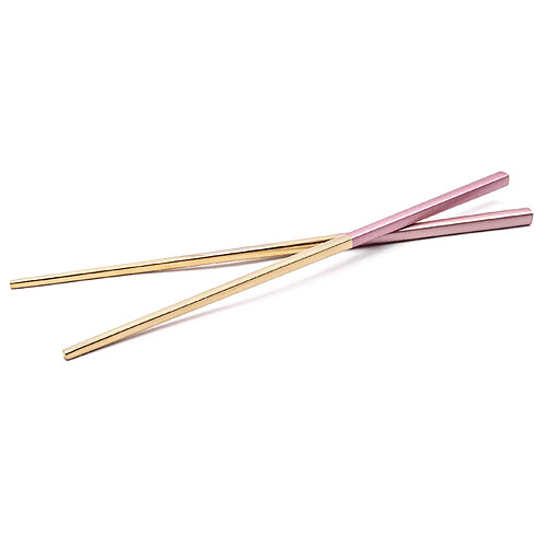 vhbw 1x paire de baguettes chopsticks en acier inoxydable - or / rose