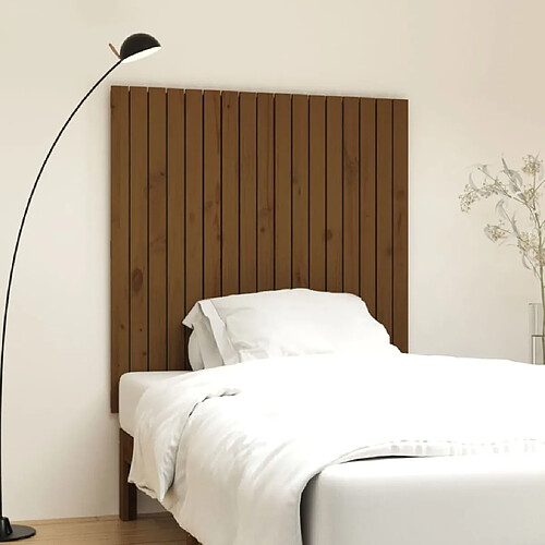 vidaXL Tête de lit murale Marron miel 108x3x110 cm Bois massif de pin