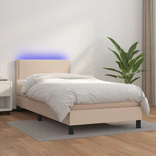 vidaXL Sommier à lattes de lit matelas et LED Cappuccino 90x190cm