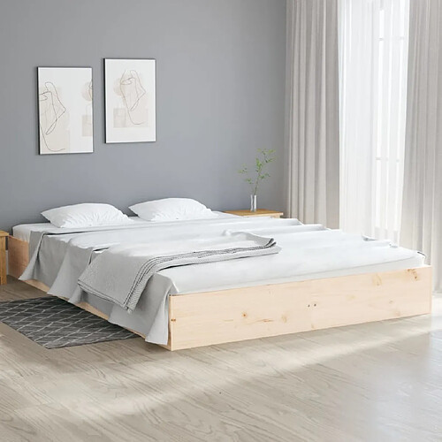 Maison Chic Lit adulte - Lit simple Cadre de lit,Structure du lit Contemporain bois massif 150x200 cm très grand -MN97495