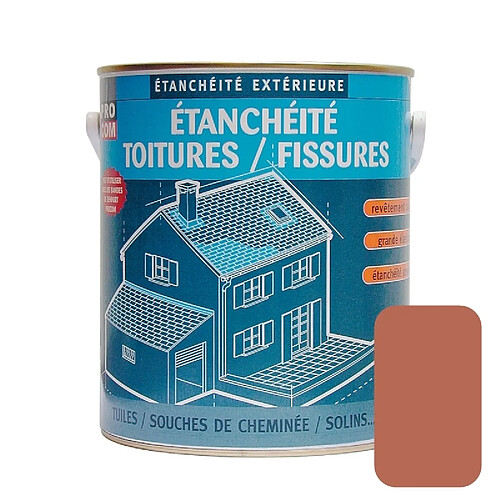 Peinture d'étanchéité toiture, réparation tuiles, fissures, anti-fuites, anti-mousse, décore, protège, plusieurs coloris PROCOM-5 x 10L-Terre cuite