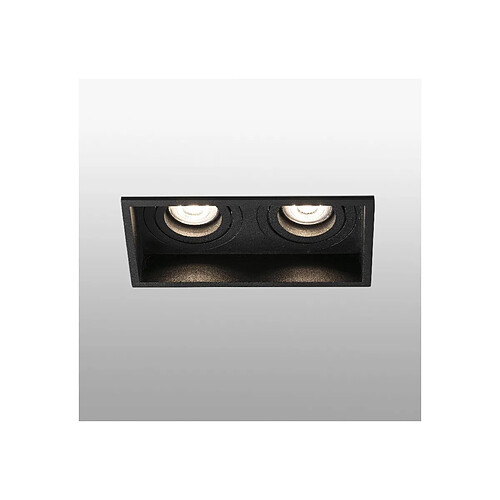 Faro Barcelona Downlight encastré carré inclinable noir à 2 lumières, GU10