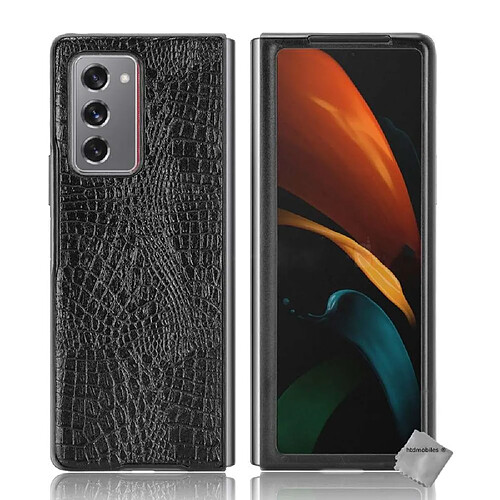 Htdmobiles Coque rigide simili cuir crocodile pour Samsung Galaxy Z Fold 2 5G - NOIR