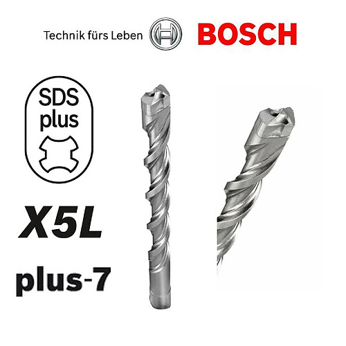 Foret à béton à queue SDS-Plus X5-L SDS-plus-7 Ø12mm longueur 165mm BOSCH 2608585050