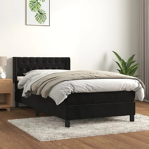 Maison Chic Lit Adulte - Lit simple Lit à sommier tapissier avec matelas moelleux - Meuble de Chambre - Noir 90x200 cm Velours -MN54517