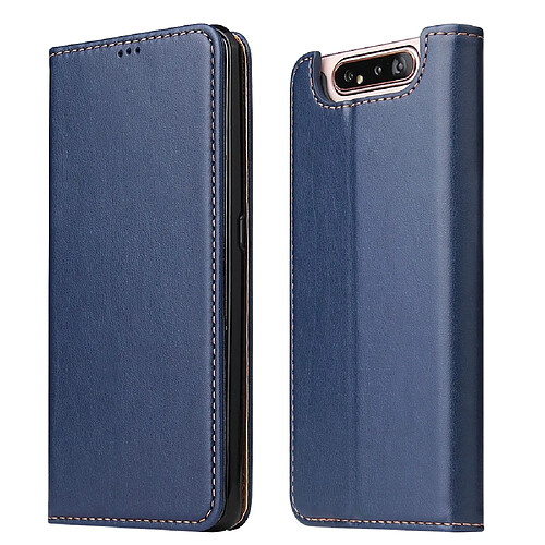 Wewoo Housse Coque Étui en cuir à rabat horizontal PU + TPU avec peau et porte-cartes pour Galaxy A80 bleu