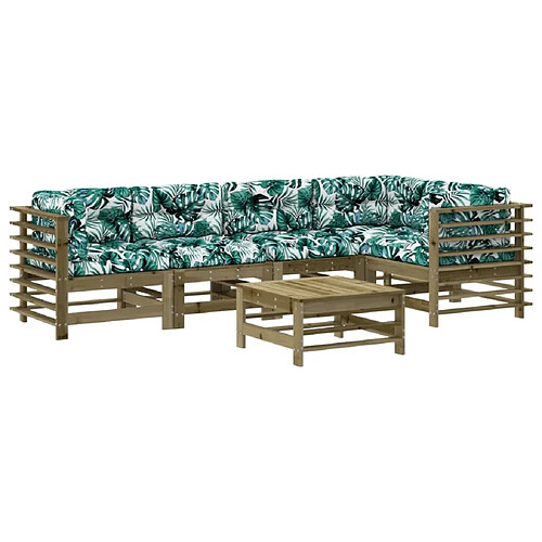 Maison Chic Salon de jardin 6 pcs + coussins - Mobilier/Meubles de jardin - Table et chaises d'extérieur bois de pin imprégné -MN15180