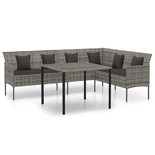 Maison Chic Mobilier à dîner 2 pcs de jardin avec coussins - Ensemble table et chaises d'extérieur - Salon/Mobilier de jardin classique gris rotin -MN71978