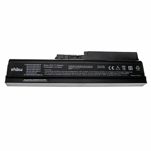 vhbw batterie compatible avec IBM ThinkPad R60e 0658, R60e 0659, R61, T60, T60 1951, T60 1952, T60 1953 laptop (5200mAh, 10.8V, Li-Ion, noir)