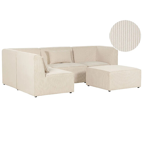 Beliani Canapé avec pouf LEMVIG Beige clair Côté droit