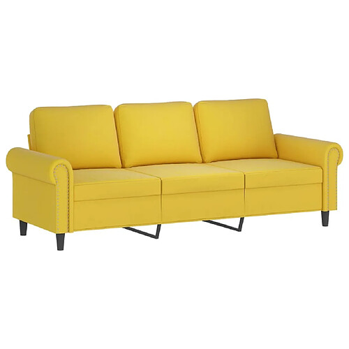 Maison Chic Canapé à 3 places,Canapé droit,Sofa de Salon,Banquette Jaune 180 cm Velours -GKD609973