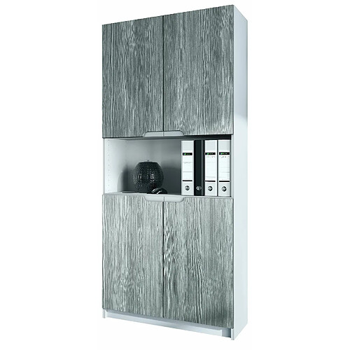 Mpc Armoire De Bureau Blanc Mat Et Anthracite Avola (lxhxp) : 82 X 184 X 37