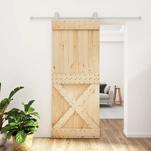 vidaXL Porte coulissante et kit de quincaillerie 85x210 cm pin massif