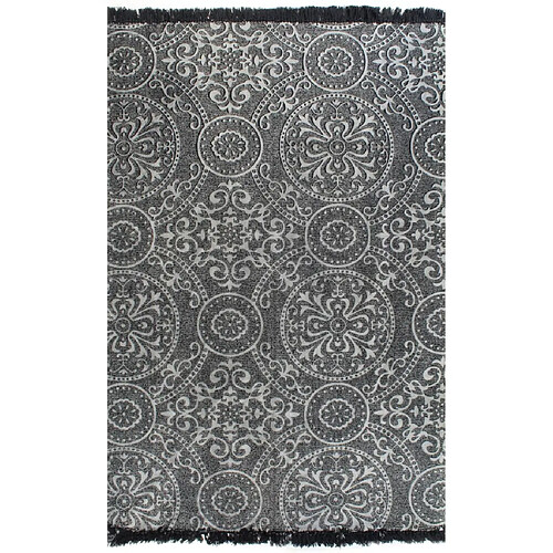 vidaXL Tapis Kilim Coton 120 x 180 cm avec motif Gris