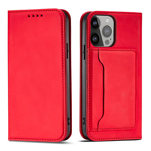 Ozzzo etui pour cartes magnetiques pour iphone 13 pro pouch card wallet card support rouge