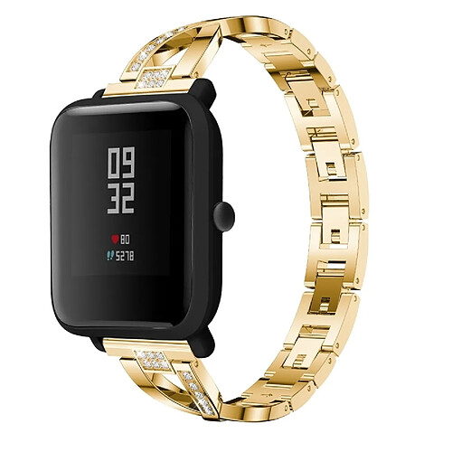 Wewoo Bracelet pour montre connectée en acier inoxydable serti de diamants forme de X de diamantspour Amazfit 20mm Or