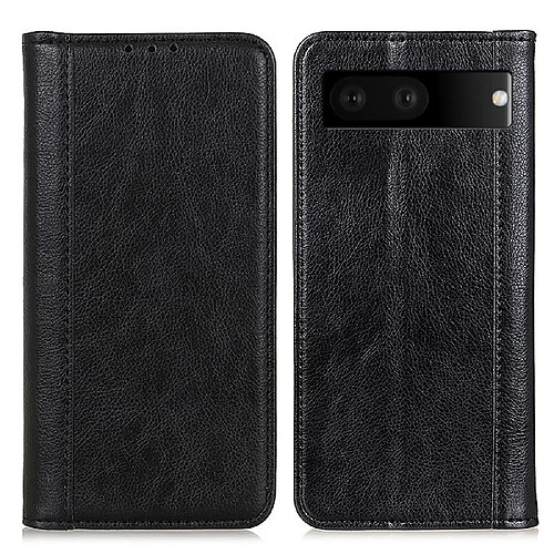 Etui en PU texture litchi, absorption magnétique, anti-chocs avec support, noir pour votre Google Pixel 7