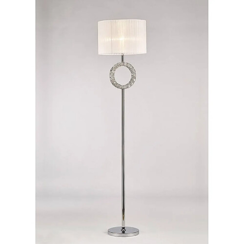 Luminaire Center Lampadaire Florence rond avec Abat jour blanc 1 Ampoule chrome poli/cristal