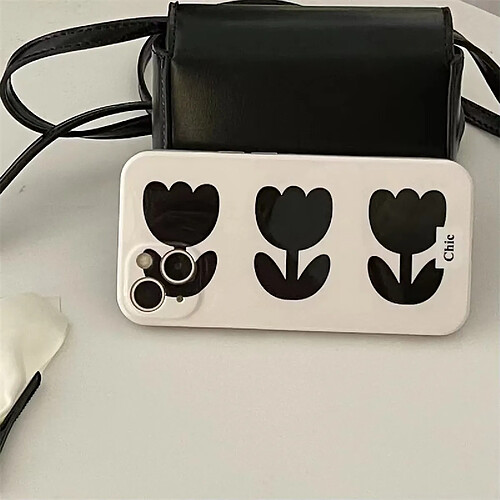 GUPBOO Étui pour iPhone11 Une rangée de tulipes noires étui pour téléphone portable japonais et coréen femmes