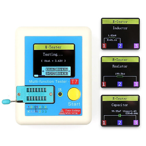 Wewoo CR-T7 3,5 pouces affichage coloré multifonctionnel TFT rétro-éclairage transistor testeur pour diode triode condensateur résistance