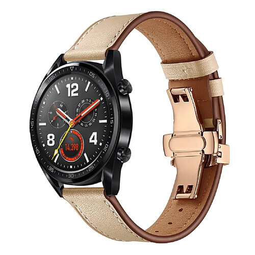 Bracelet en cuir véritable haute qualité abricot or rose pour votre Huawei Watch GT/Watch 2/Watch Magic