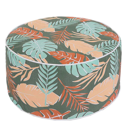 Decoshop26 TaboureT repose-pieds pouf de jardin gonflable intérieur/extérieur poly filé 29x55 cm motif feuille 04_0008598