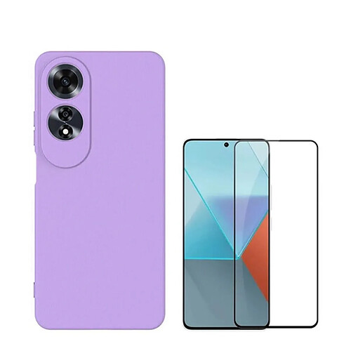 NIS Kit De Film En Verre Trempé À Couverture Complète + Couverture En Silicone Flexible Compatible Avec Oppo A60 - Violet