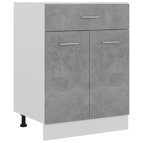 vidaXL Armoire de plancher à tiroir Gris béton Bois d’ingénierie