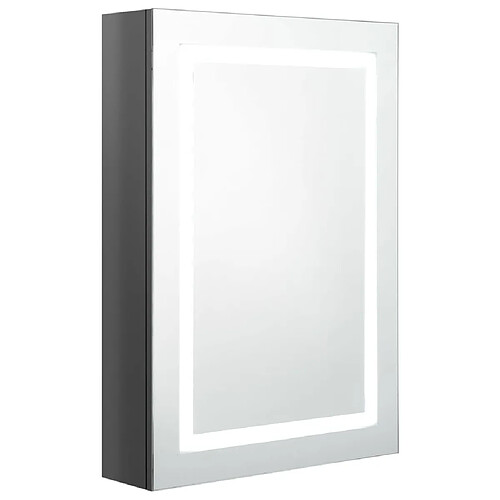 Maison Chic Armoire de salle de bain,Meuble de rangement,Meuble haut à miroir LED gris brillant 50x13x70 cm -GKD547480