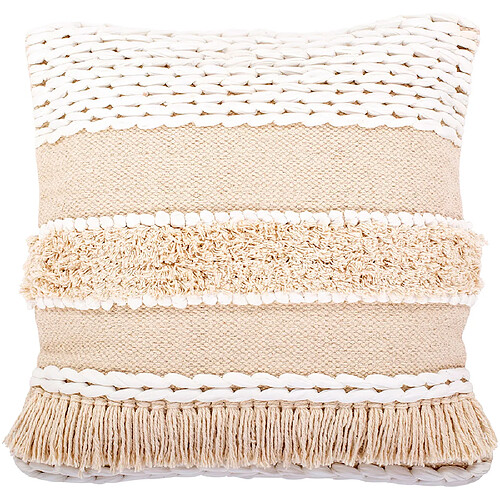 ICONIK INTERIOR Coussin carré design boho Bali en coton, coussin + rembourrage - Hecate Blanc