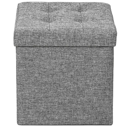 Helloshop26 Pouf coffre de rangement pliable tissu gris clair 1208015