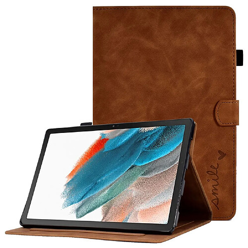 Etui en PU avec support, porte-cartes et porte-stylo pour Samsung Galaxy Tab A8 10.5 (2021) SM-X200/SM-X205 - marron