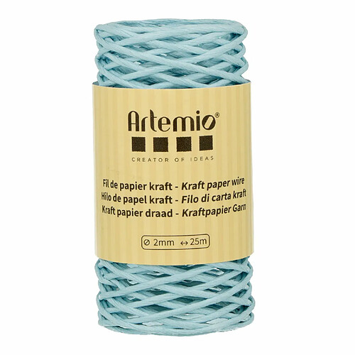 Artemio Fil de papier kraft bleu ciel 2mm x 25 m