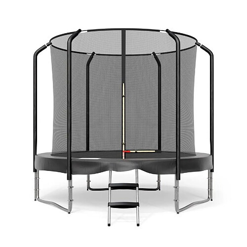 Jump4Fun Trampoline Semi-Pro 8FT / 244cm Noir avec Filet de sécurité, Tapis de saut, Coussin de protection, Echelle