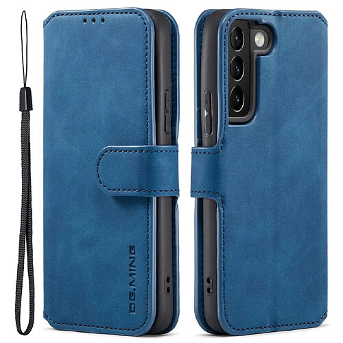 Etui en PU DG.MING style rétro avec support bleu pour votre Samsung Galaxy S22 Plus 5G