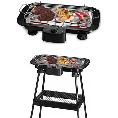 Techwood Barbecue Electrique sur Pieds ou de Table noir 2000W