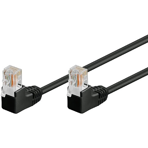 CABLE RJ45 RESEAU ANGLE 2 x 90 degres U/UTP NOIR 0.50M