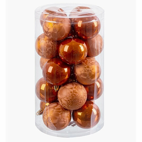 BigBuy Christmas Boules de Noël Cuivre Plastique 6 x 6 x 6 cm (20 Unités)