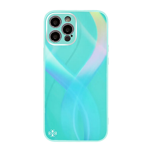 Coque en TPU croisé rayures en forme de s, effet laser cyan pour votre iPhone 12 Pro Max 6.7 pouces