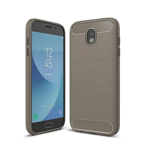 Wewoo Coque gris pour Samsung Galaxy J530 / J5 Pro texture en fibre de carbone antichoc TPU robuste étui de protection