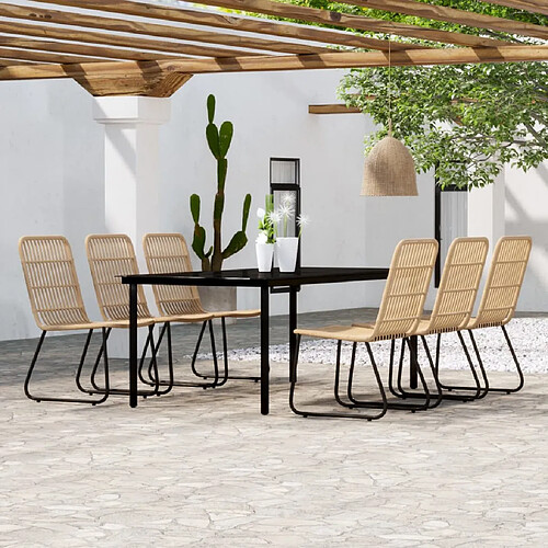 vidaXL Ensemble à manger de jardin 7 pcs Chêne