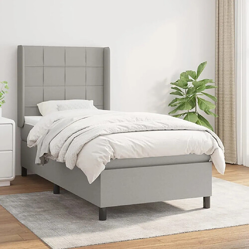 Maison Chic Lit Adulte - Lit simple Lit à sommier tapissier et matelas moelleux - Meuble de Chambre - Gris clair 90x190 cm Tissu -MN83018